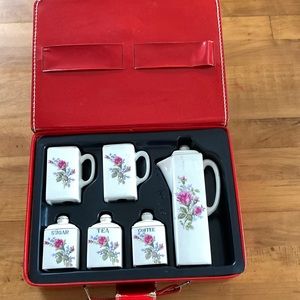 Vintage Pico Hand Painted  Rose Tea Coffee Set in Case Japan